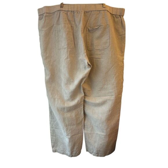 Liz Claiborne Linen Wide-leg Pants sz 2X Neutral minimalist nautical Beachy - Picture 2 of 9